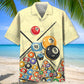 Vintage Retro Game Billiard Hawaiian Shirt Artwork Detail For Resort Trips And Outdoor Activities