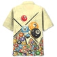 Vintage Retro Game Billiard Hawaiian Shirt Design View For Casual Summer Styling