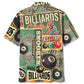 Retro Neon Billiard Bar Hawaiian Shirt Artwork Detail For Resort Trips And Outdoor Activities