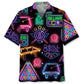 Neon Black Game Billiard Hawaiian Shirt Pattern Detail For Summer Holidays And Outdoor Fun