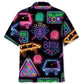 Neon Black Game Billiard Hawaiian Shirt Artwork View For Weekend Travel And Beach Style
