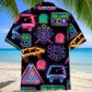 Neon Black Game Billiard Hawaiian Shirt Design Detail For Sunny Adventures And Casual Wear