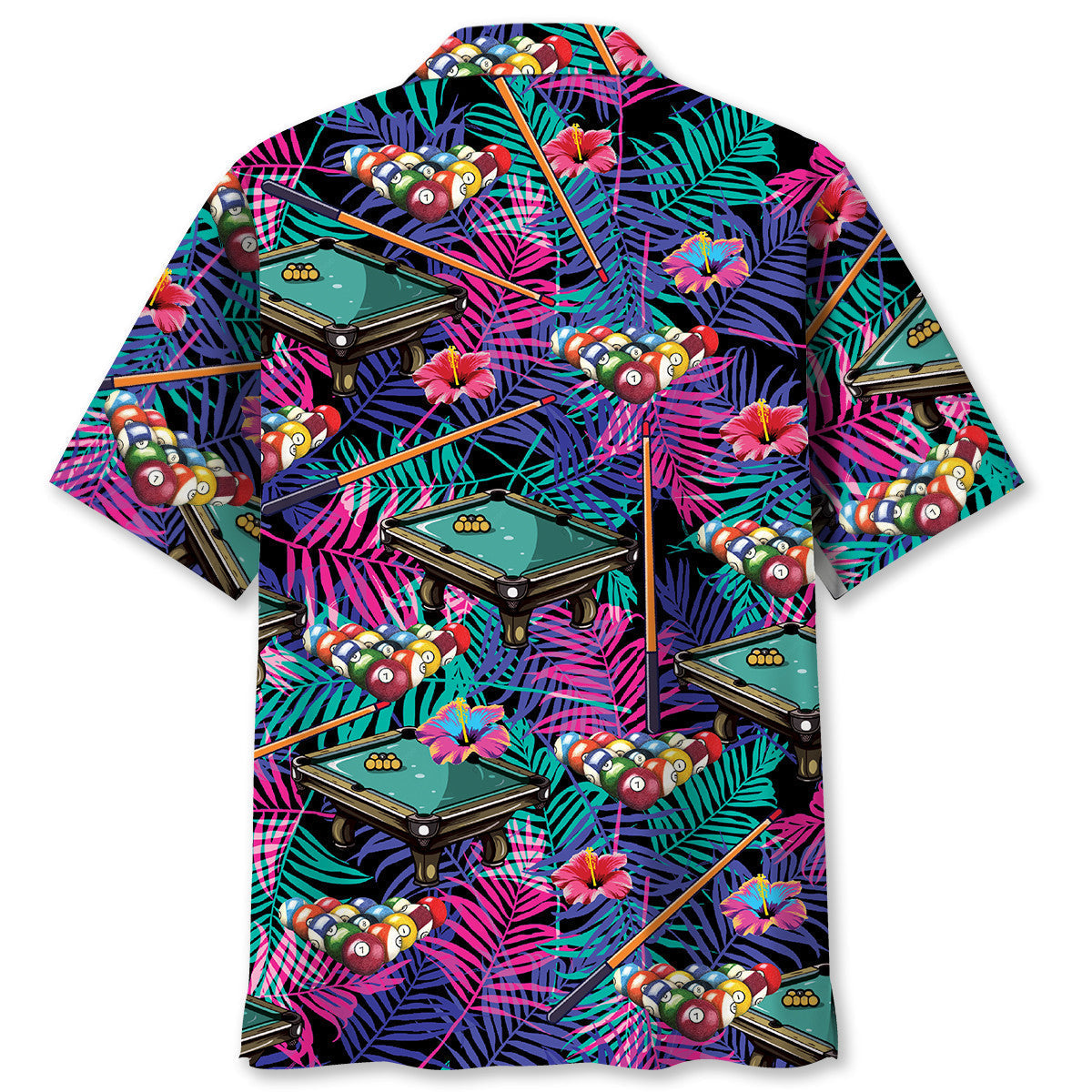 Tropical Purple Billiard Hawaiian Shirt Pattern Detail For Summer Holidays And Outdoor Fun