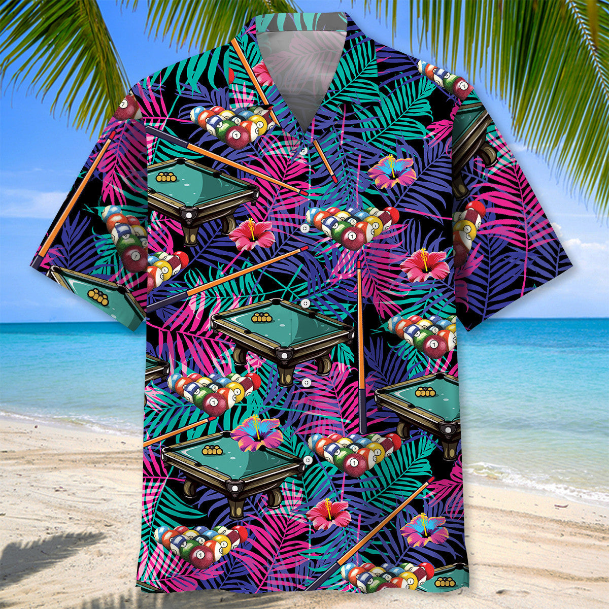 Tropical Purple Billiard Hawaiian Shirt For Vacation Days And Relaxed Coastal Outings