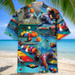 Vintage Retro Billiard Hawaiian Shirt Pattern Detail For Vacation Travel And Daily Wear