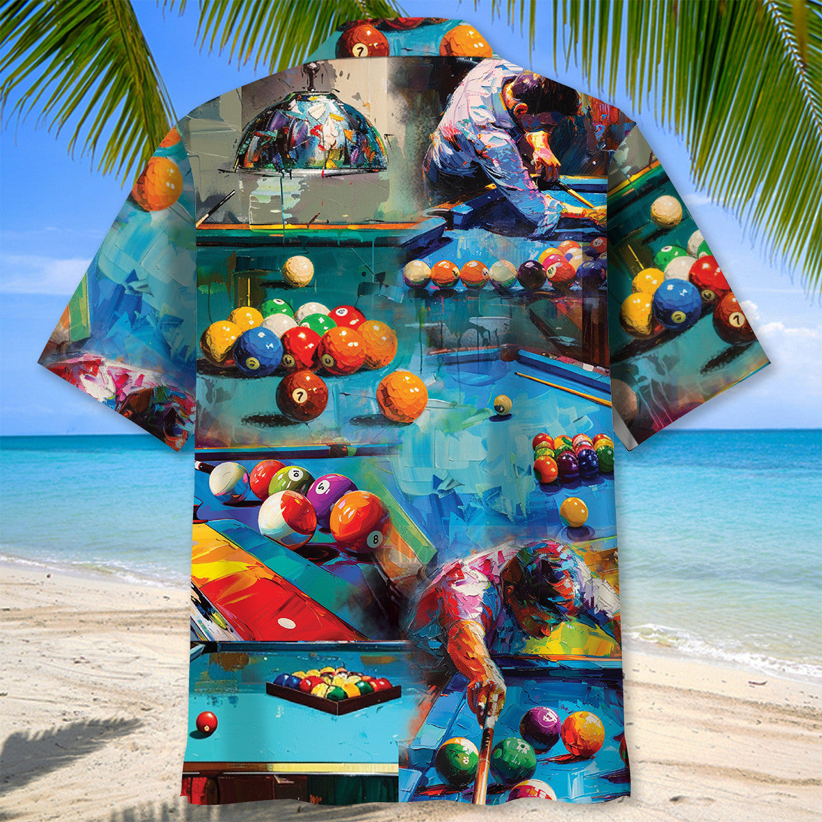 Vintage Retro Billiard Hawaiian Shirt Artwork View For Coastal Escapes And Resort Style