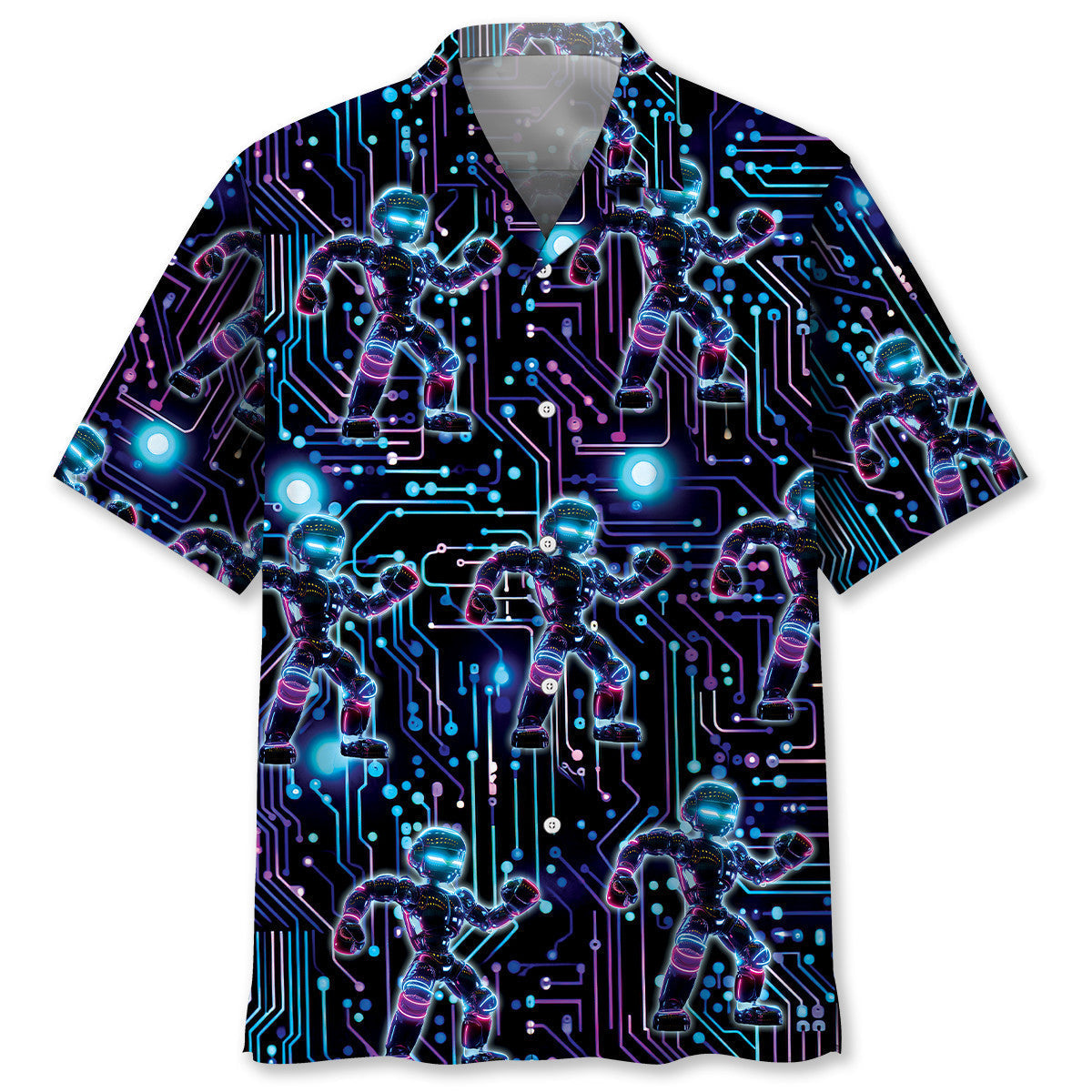Robot Semiconductor Chip Circuit Hawaiian Shirt For Resort Getaways And Comfortable Summer Activities