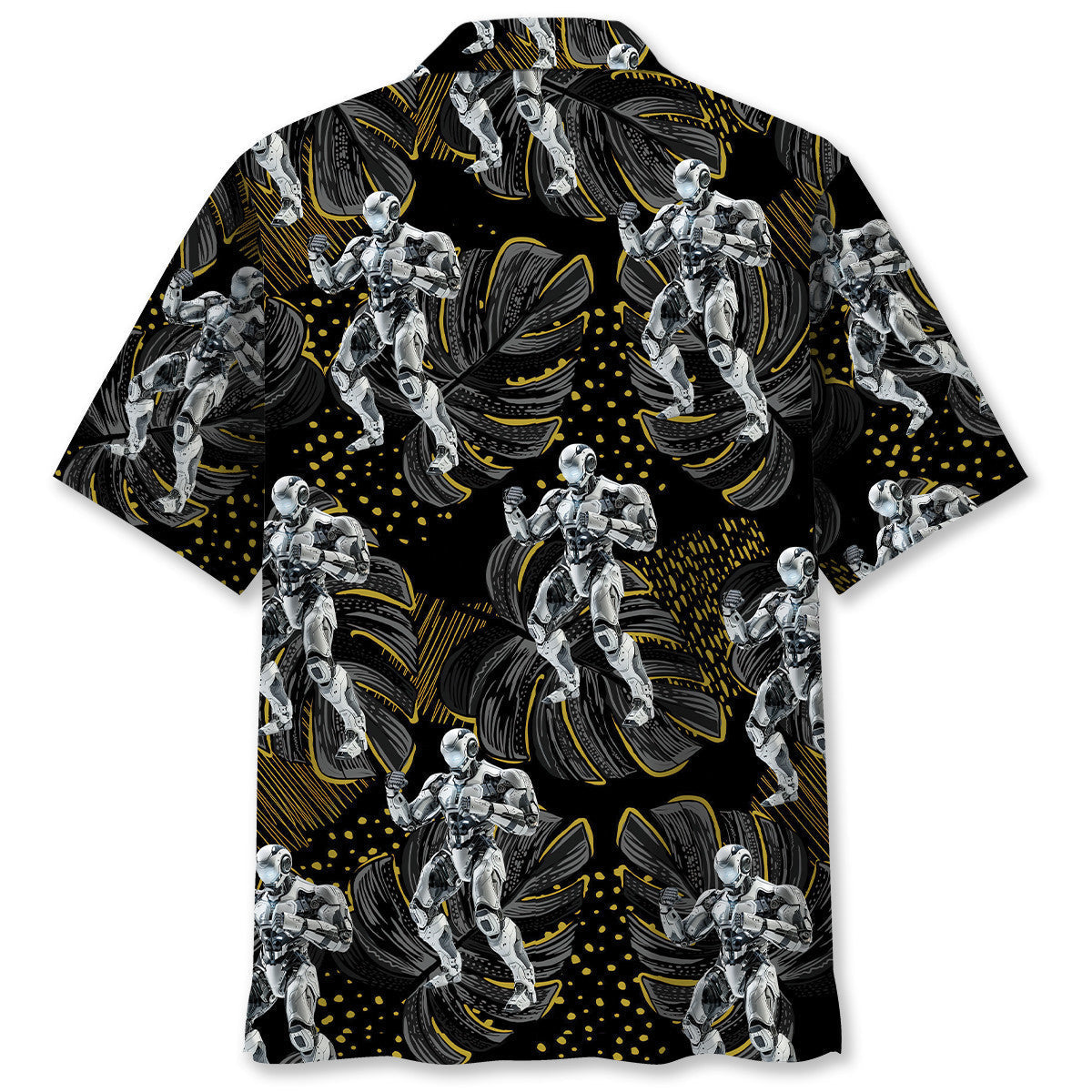Robot Fighter Battle Mech Hawaiian Shirt Design Detail For Beach Days And Holiday Travel