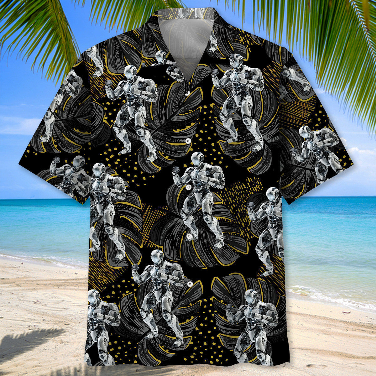 Robot Fighter Battle Mech Hawaiian Shirt For Summer Events And Casual Outdoor Wear