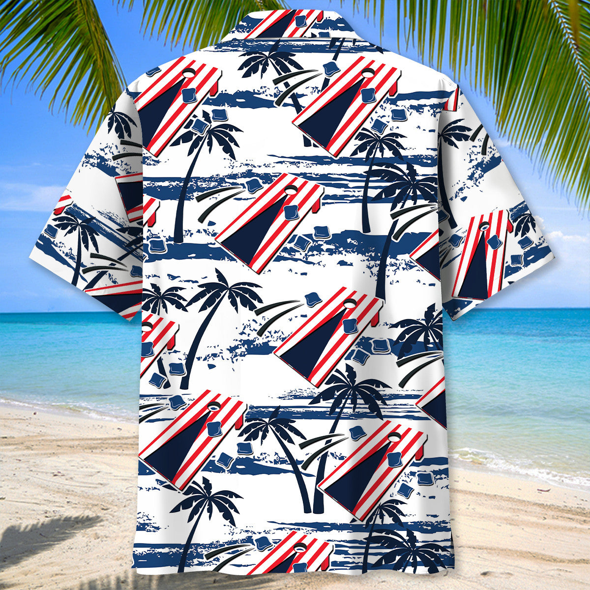Game Cornhole American Beach Hawaiian Shirt Artwork Detail For Resort Trips And Outdoor Activities