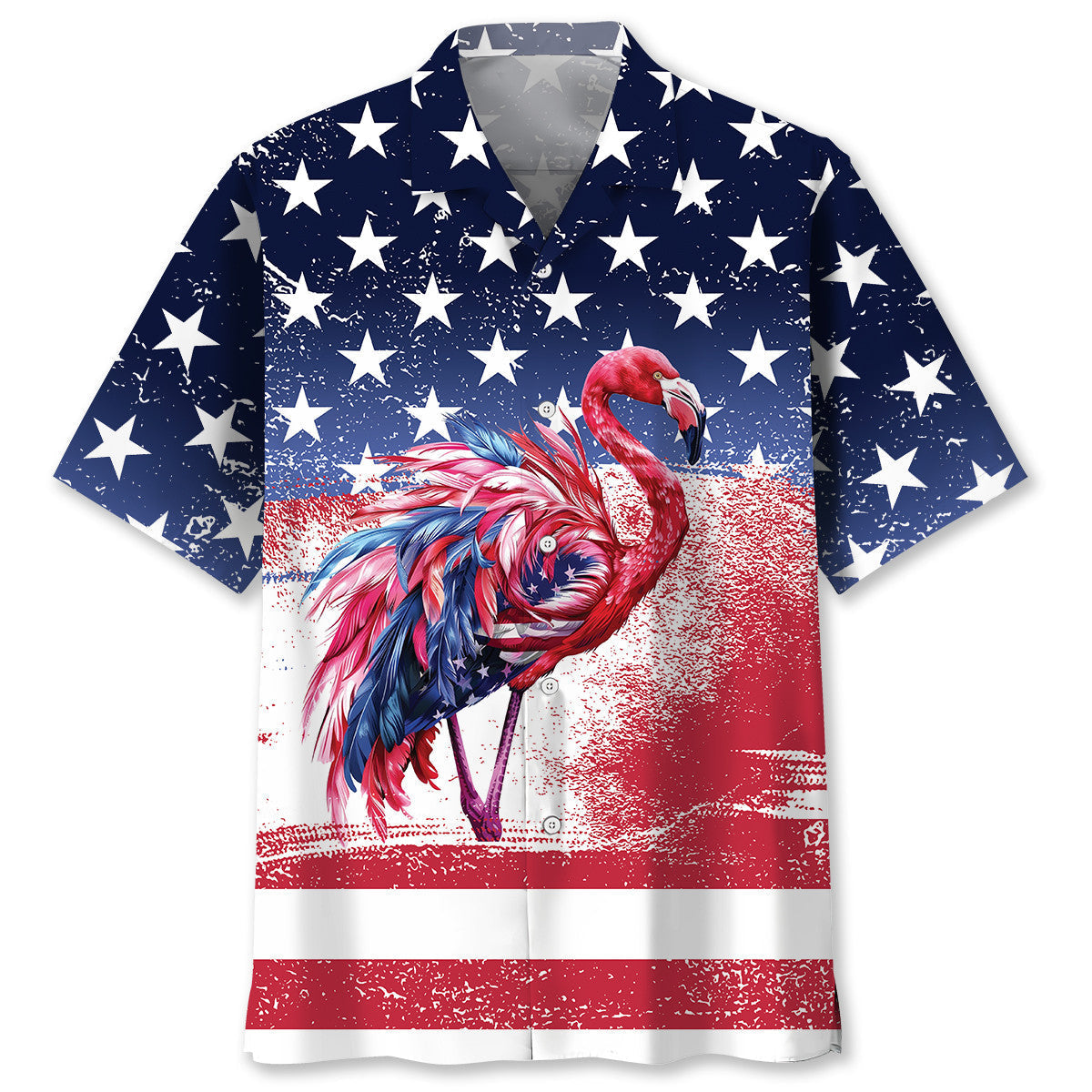 Tropical American Flamingo Hawaiian Shirt Pattern Detail For Vacation Travel And Daily Wear