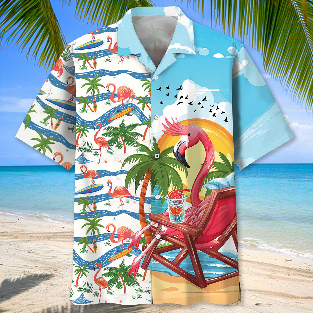 Tropical Summer Vacation Flamingo Hawaiian Shirt For Summer Events And Casual Outdoor Wear