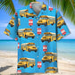 Stop School Bus Safety Hawaiian Shirt Artwork Detail For Resort Trips And Outdoor Activities