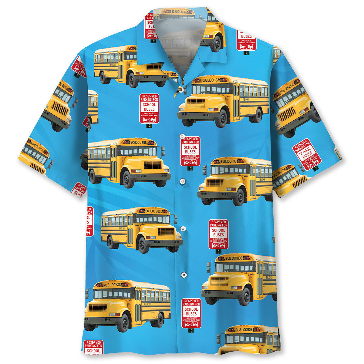 Stop School Bus Safety Hawaiian Shirt Pattern View For Relaxed Warm Weather Outfits