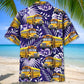 Tropical Retro School Bus Fun Hawaiian Shirt Artwork Detail For Tropical Trips And Casual Outings