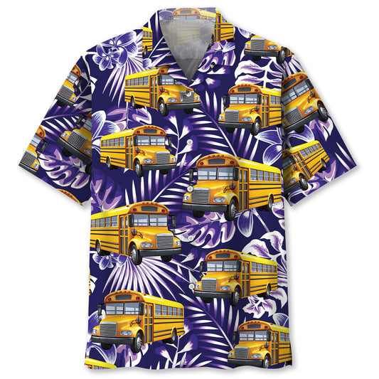 Tropical Retro School Bus Fun Hawaiian Shirt For Poolside Relaxation And Sunny Getaways