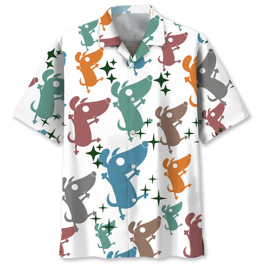 Funny Dog Coward Cartoon Hawaiian Shirt Artwork View For Coastal Escapes And Resort Style