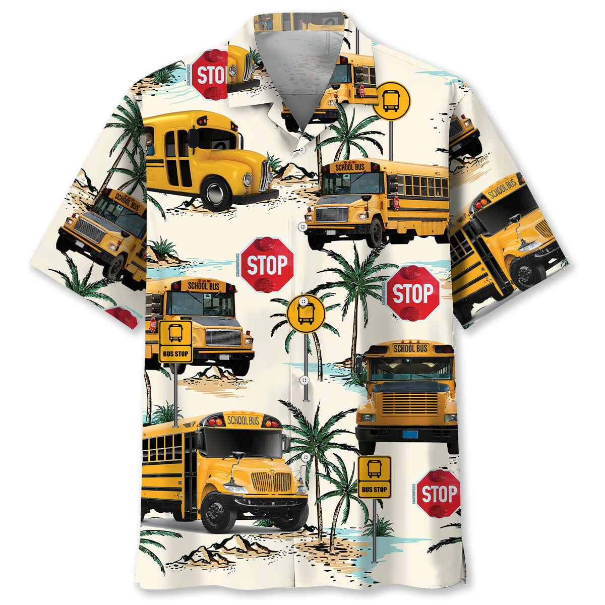 Tropical Aloha School Bus Fun Hawaiian Shirt For Vacation Days And Relaxed Coastal Outings