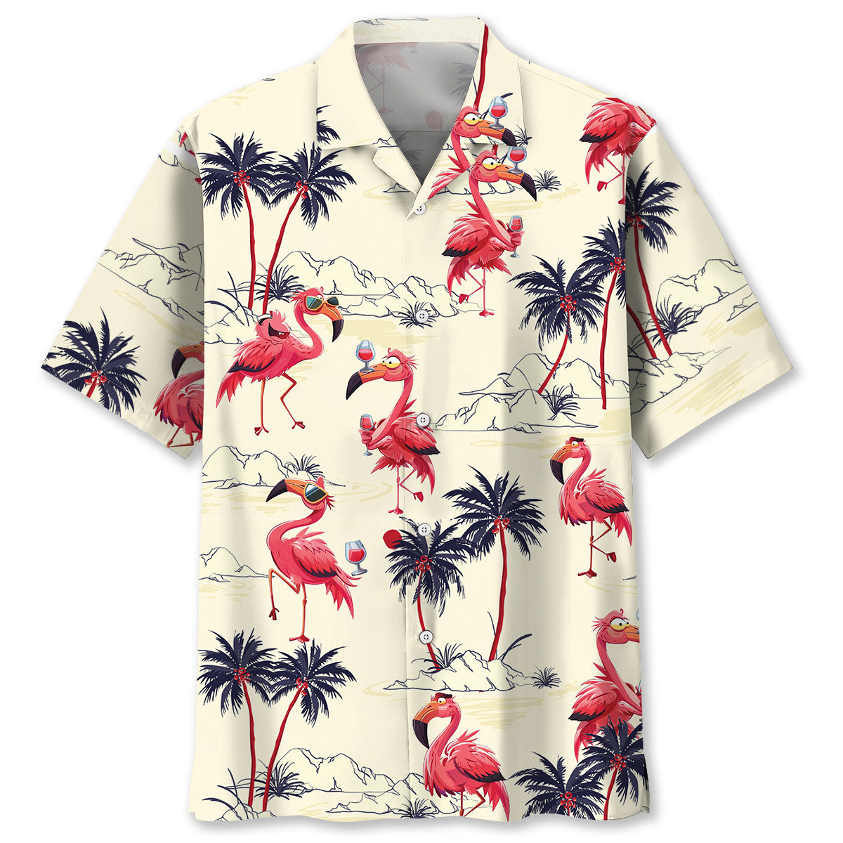 Tropical Flamingo Vibrant Hawaiian Shirt Pattern View For Relaxed Warm Weather Outfits