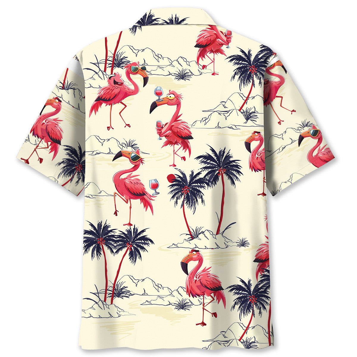 Tropical Flamingo Vibrant Hawaiian Shirt Design View For Casual Summer Styling