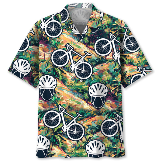 Tropical Cycling Road Adventure Hawaiian Shirt Design Detail For Beach Days And Holiday Travel
