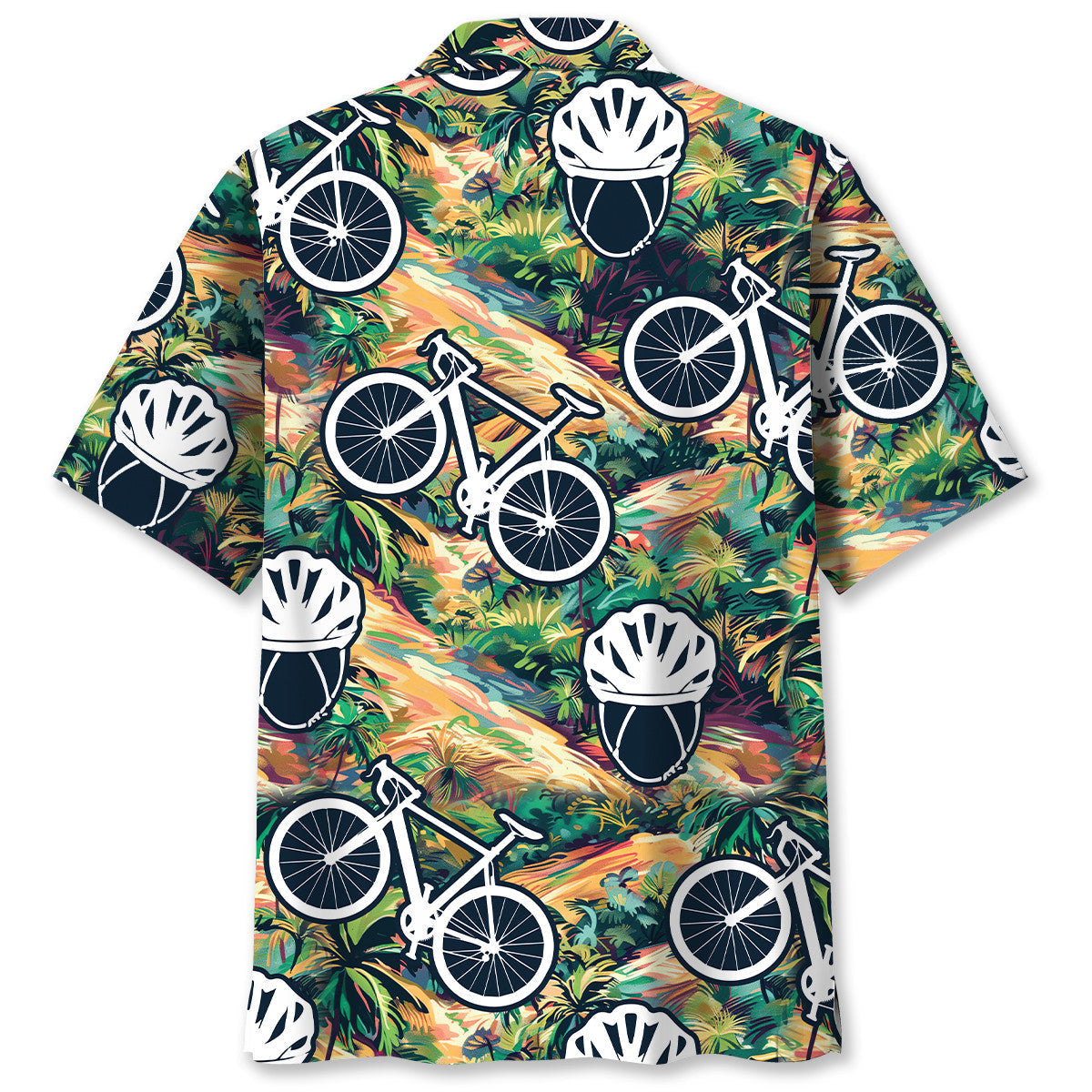 Tropical Cycling Road Adventure Hawaiian Shirt Pattern View For Lightweight Everyday Style