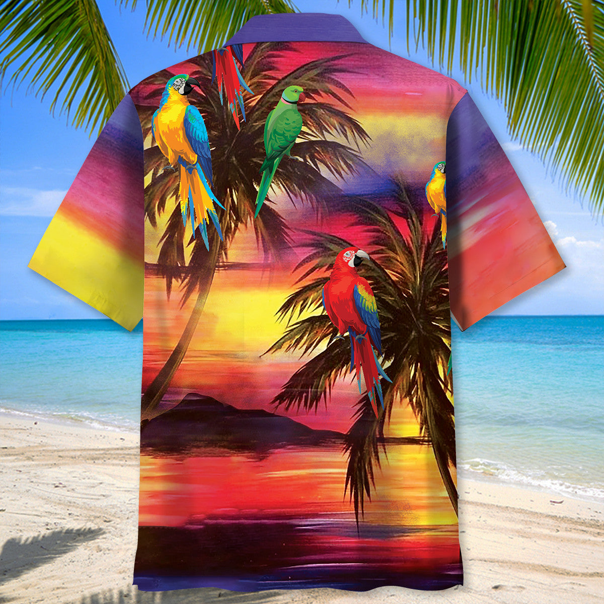 Tropical Parrot Sunset Beach Hawaiian Shirt For Resort Getaways And Comfortable Summer Activities