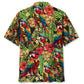 Tropical Parrot Nautical Pirate Island Hawaiian Shirt Pattern Detail For Vacation Travel And Daily Wear