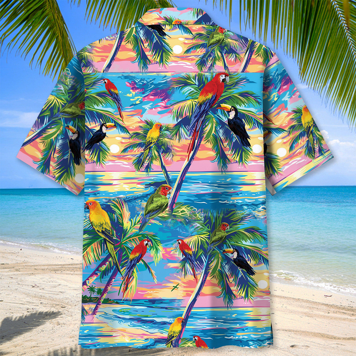 Tropical Parrot Summer Beach Hawaiian Shirt Design View For Resort Travel And Thoughtful Gifting