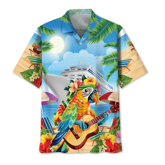 Tropical Parrot Cruise Aloha Hawaiian Shirt Artwork Detail For Resort Trips And Outdoor Activities