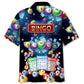 Neon Retro Bingo Fun Hawaiian Shirt Design View For Casual Summer Styling