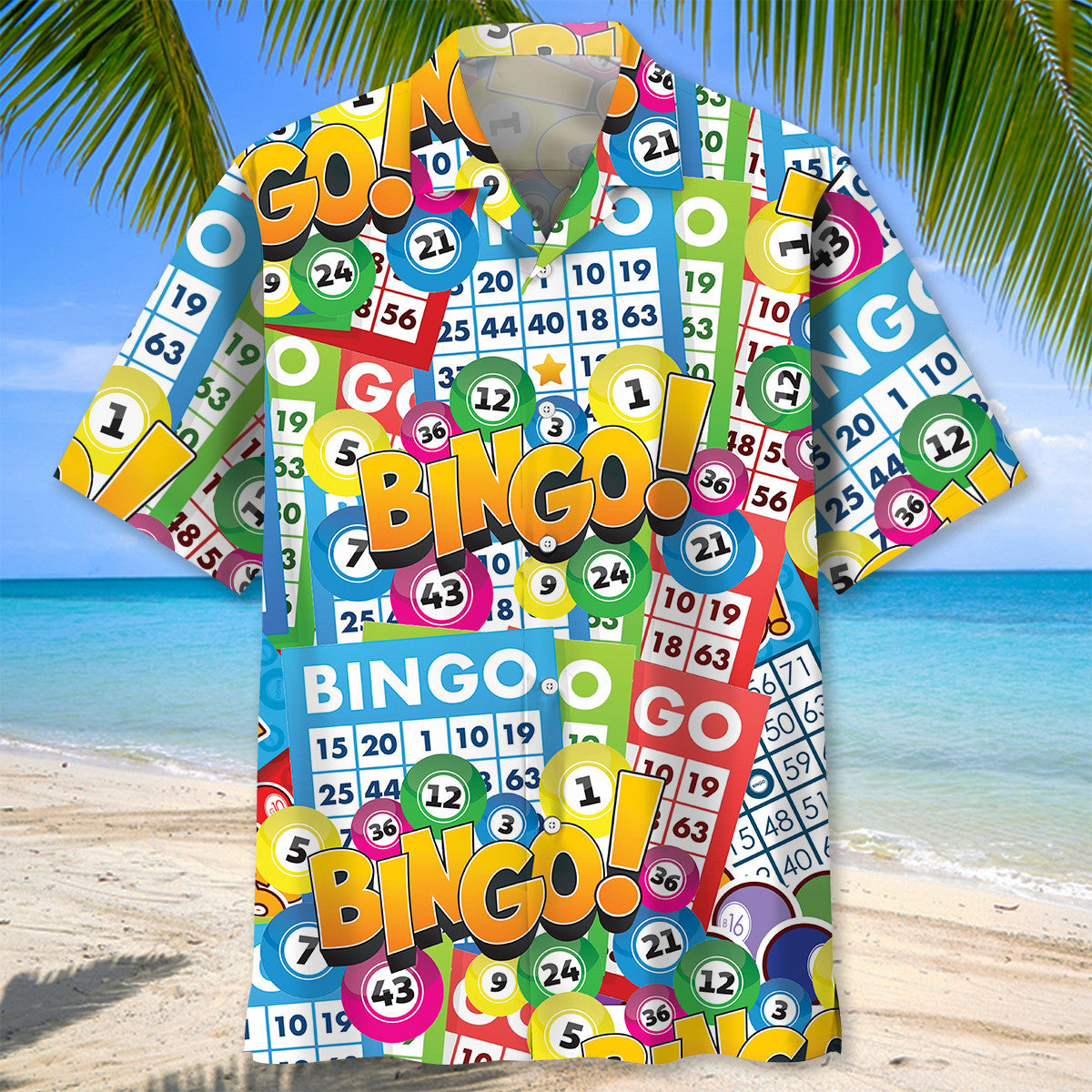 Retro Bingo Fun Hawaiian Shirt Design Detail For Beach Days And Holiday Travel