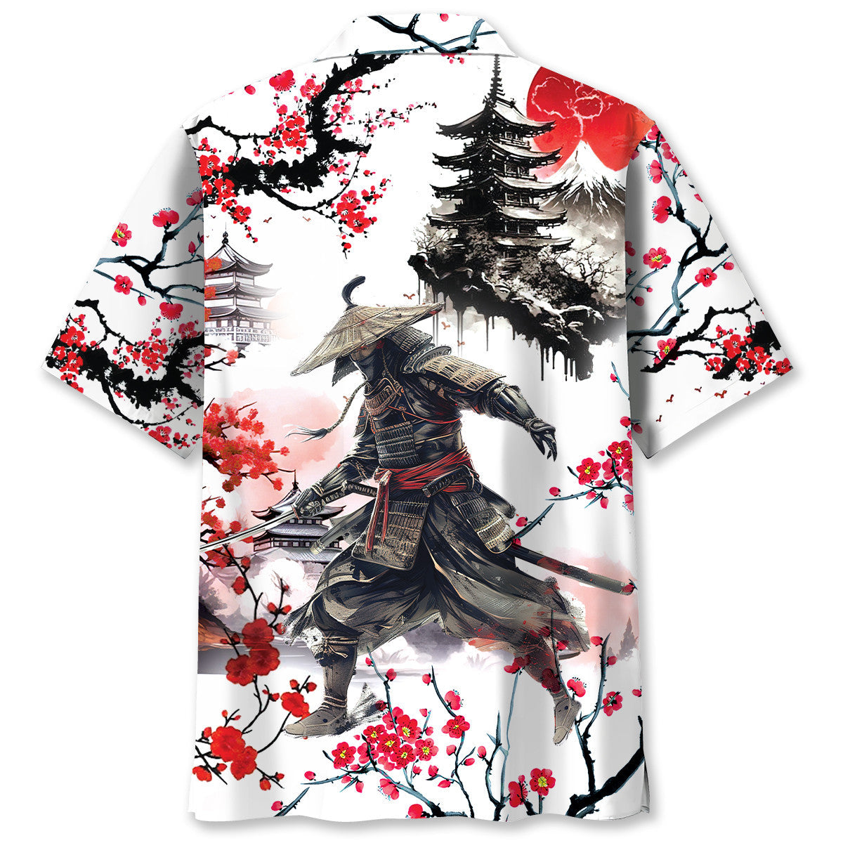 Cherry Blossom Samurai Warrior Hawaiian Shirt For Warm Weather Adventures And Everyday Comfort