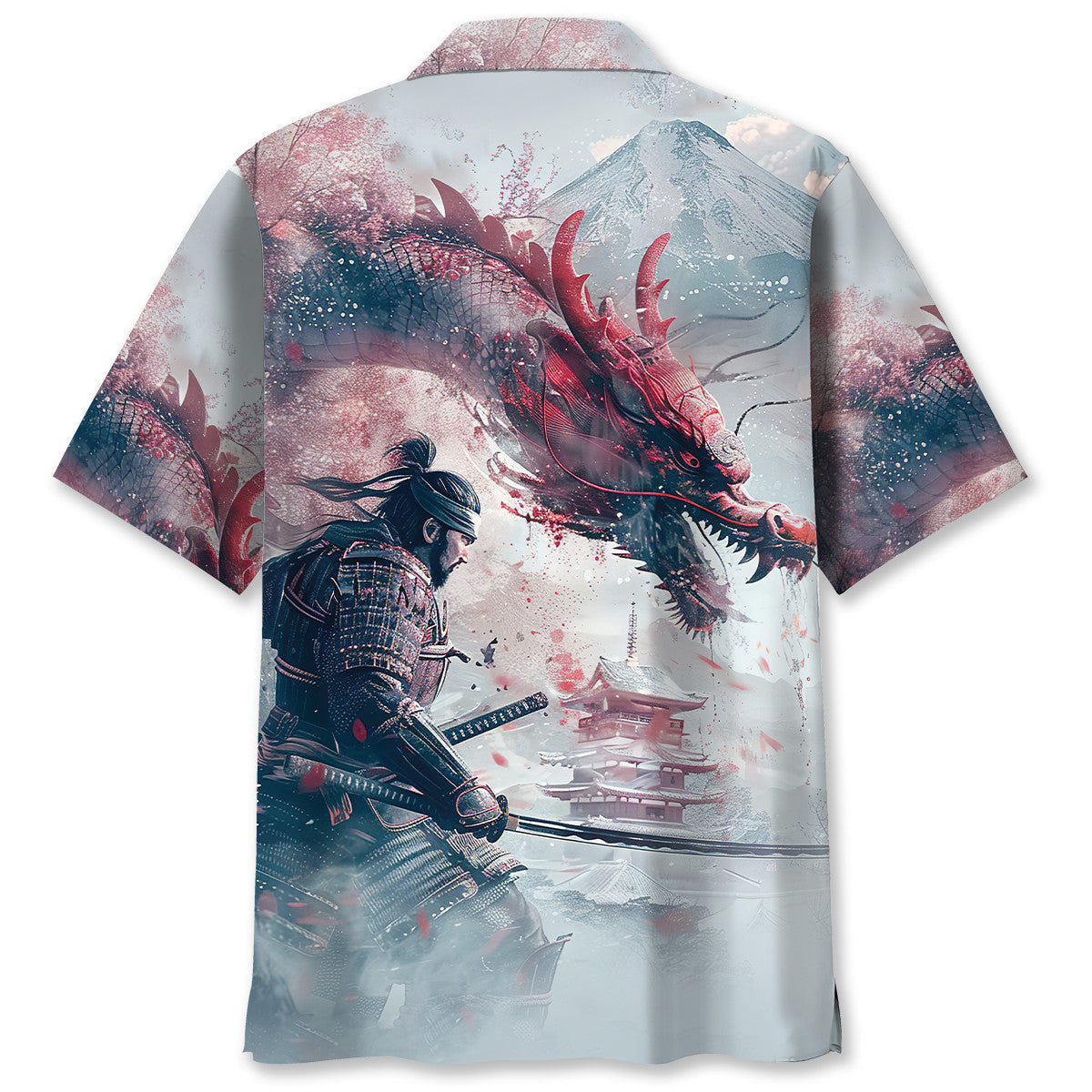 Heritage Legend Samurai Warrior Hawaiian Shirt Artwork Detail For Resort Trips And Outdoor Activities