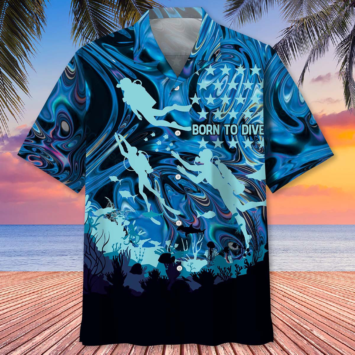 Tropical Dive Hawaiian Shirt For Summer Events And Casual Outdoor Wear