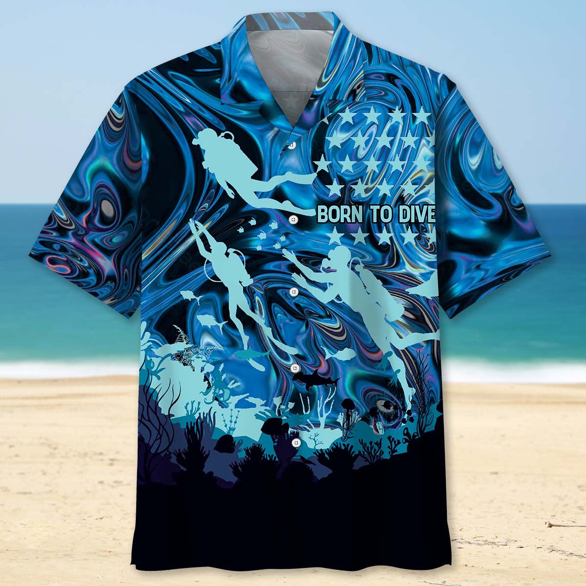 Tropical Dive Hawaiian Shirt Design Detail For Beach Days And Holiday Travel