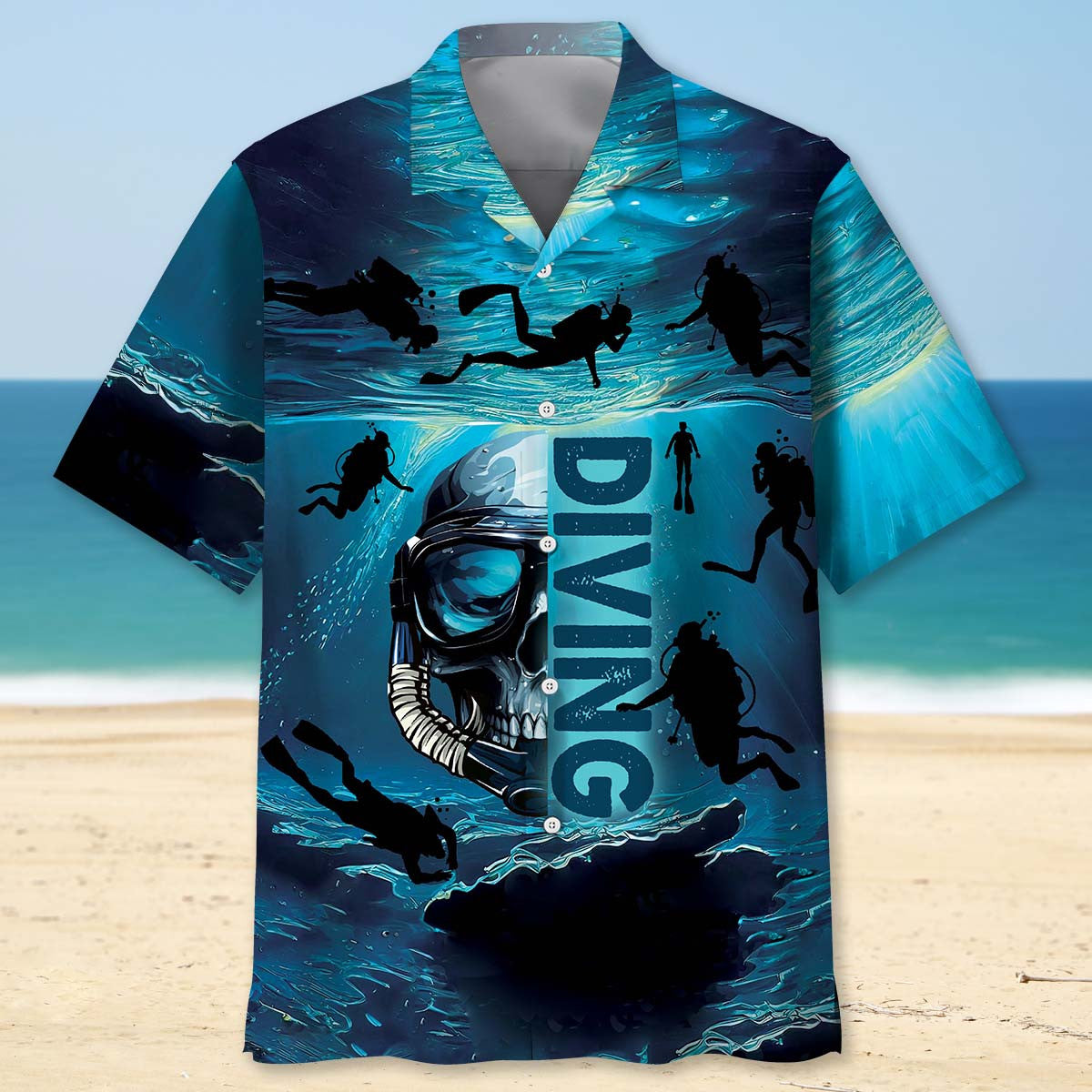 Skull Diving Hawaiian Shirt For Summer Vacation And Beach Travel