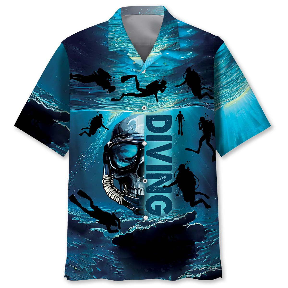 Skull Diving Hawaiian Shirt Artwork View For Weekend Travel And Beach Style
