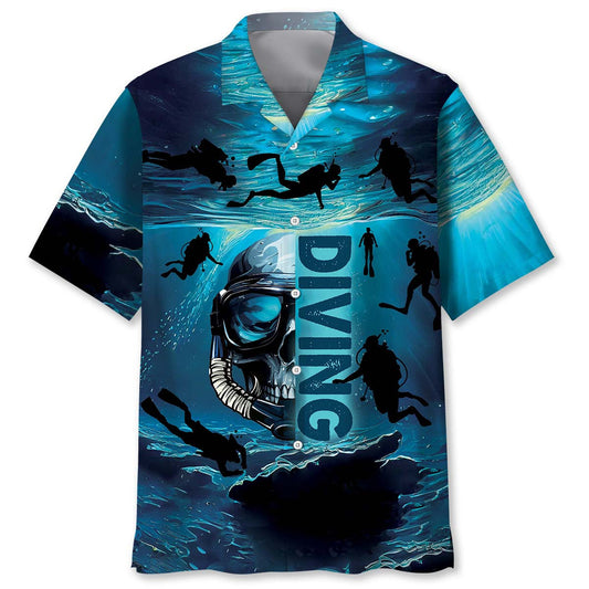 Skull Diving Hawaiian Shirt Artwork View For Weekend Travel And Beach Style