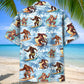 Funny Forest Creature Surfing Beach Hawaiian Shirt Pattern Detail For Summer Holidays And Outdoor Fun