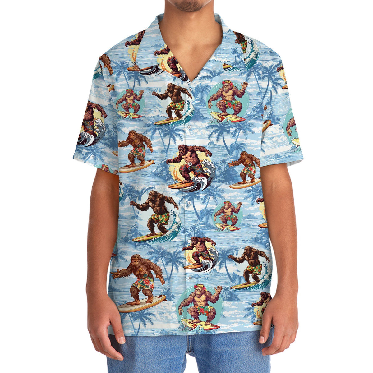 Funny Forest Creature Surfing Beach Hawaiian Shirt For Vacation Days And Relaxed Coastal Outings