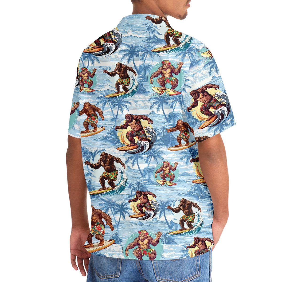Funny Forest Creature Surfing Beach Hawaiian Shirt Artwork View For Weekend Travel And Beach Style