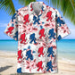 Funny Patriotic Forest Creature USA Hawaiian Shirt Artwork Detail For Resort Trips And Outdoor Activities