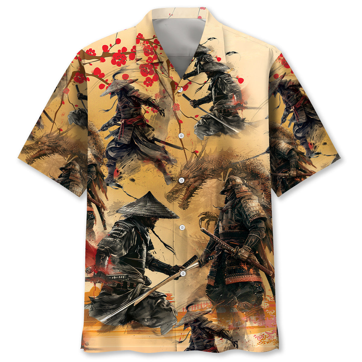 Samurai Moonlight Hawaiian Shirt For Summer Events And Casual Outdoor Wear