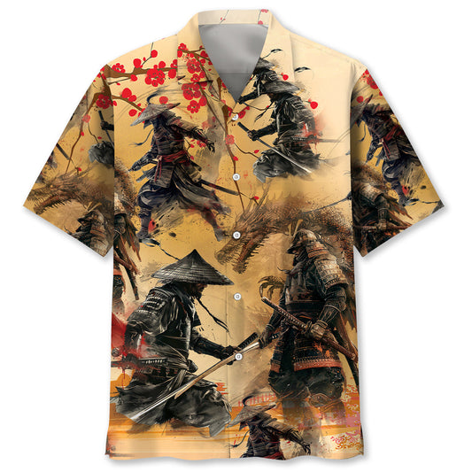 Samurai Moonlight Hawaiian Shirt For Summer Events And Casual Outdoor Wear