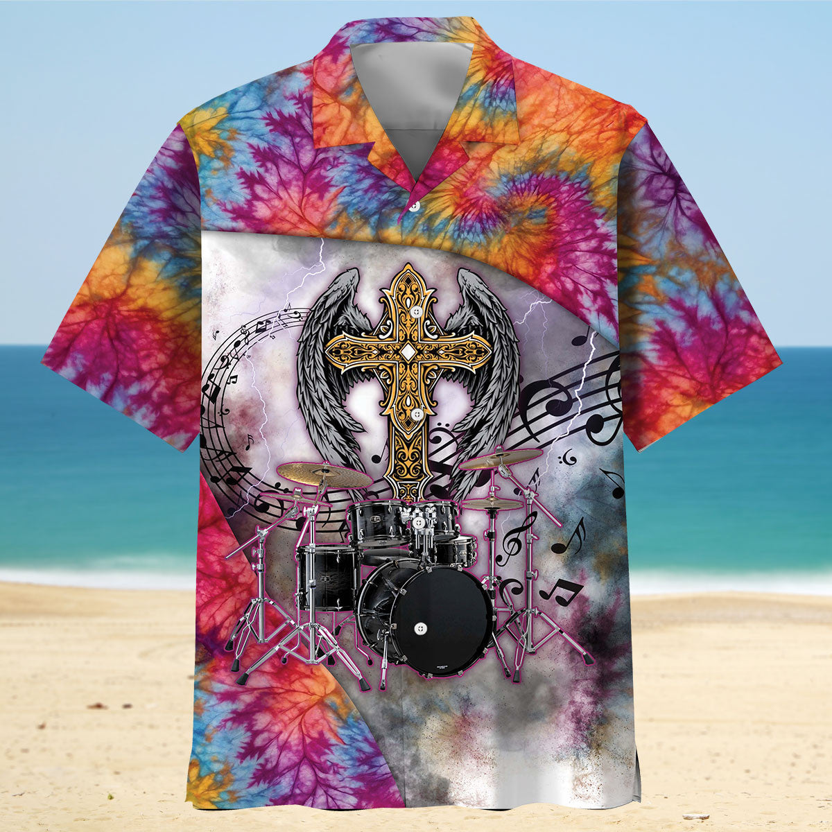 Bohemian Drummer Psychedelic Hawaiian Shirt For Coastal Adventures And Warm Weather Wear