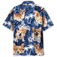 Funny Corgi Dog Face Hawaiian Shirt Design Detail For Beach Days And Holiday Travel