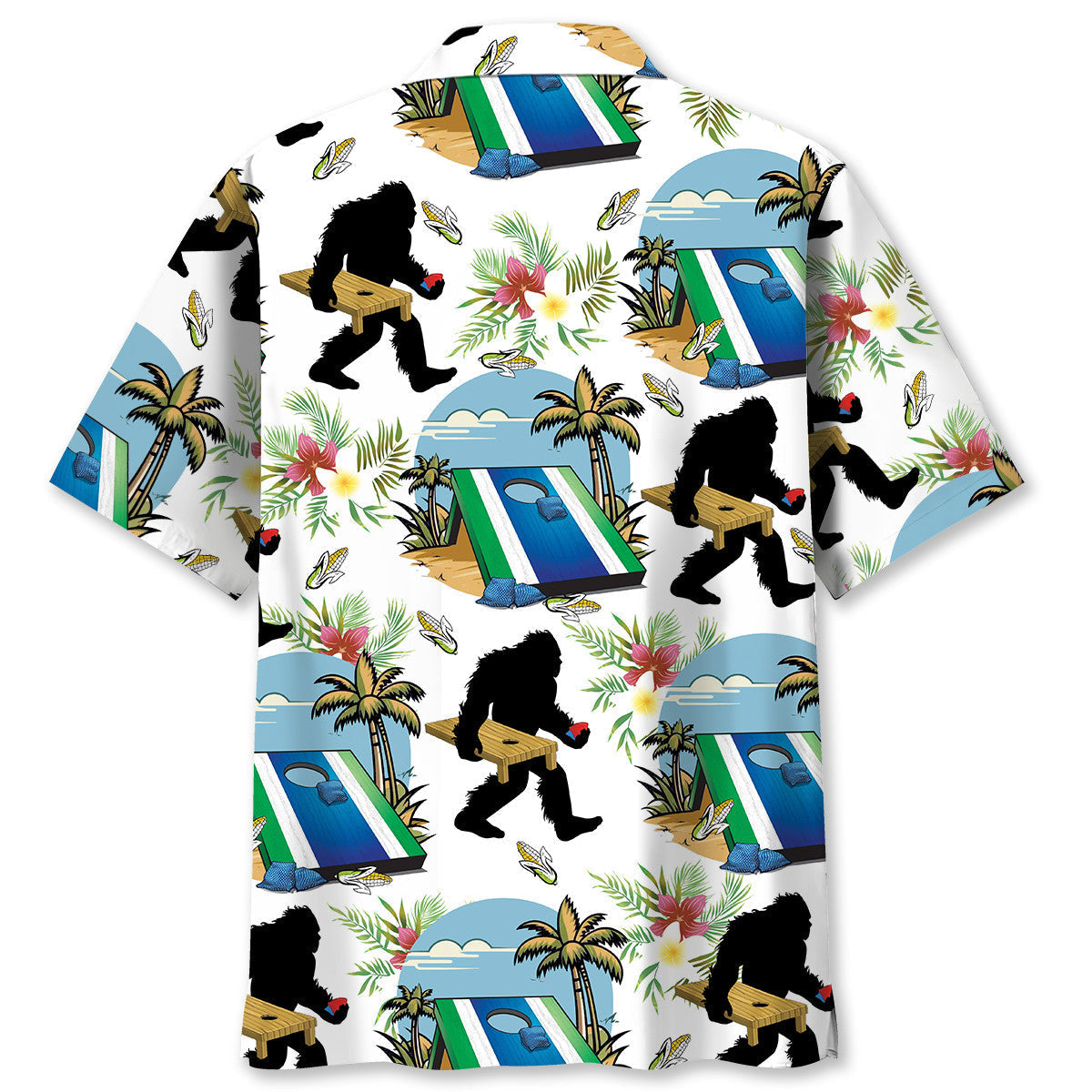 Funny Tropical Cornhole Forest Creature Hawaiian Shirt Design View For Casual Summer Styling