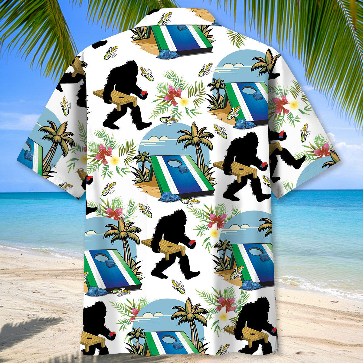 Funny Tropical Cornhole Forest Creature Hawaiian Shirt For Beach Parties And Weekend Getaways