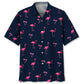 Dark Tropical Navy Flamingo Hawaiian Shirt For Summer Vacation And Beach Travel